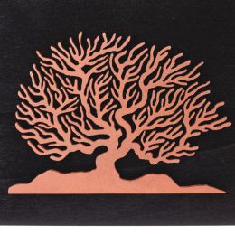 Tree of Life in Copper Color, Handmade of Wood on Black Wooden Background Modern Wall Art Decor, 45x35cm 2