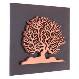 Tree of Life in Copper Color, Handmade of Wood on Black Wooden Background Modern Wall Art Decor, 45x35cm 3