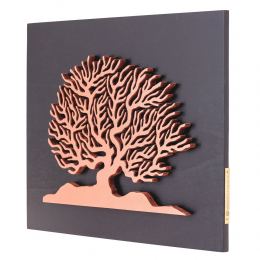 Δέντρο της Ζωής από Ξύλο, Χάλκινο Χρώμα Μαύρο, Μοντέρνο Χειροποίητο Διακοσμητικό Τοίχου, 45x35cm 4