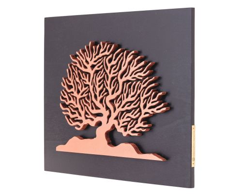 Tree of Life in Copper Color, Handmade of Wood on Black Wooden Background Modern Wall Art Decor, 45x35cm 4