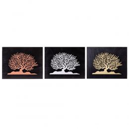 Tree of Life in Silver Color, Handmade of Wood on Black Wooden Background Modern Wall Art Decor, 45x35cm 6