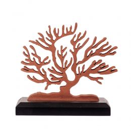 Tree of Life, Wooden Decorative Item, Copper Metallic Color on Black Base, 14cm (5.5'')