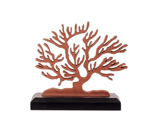 Tree of Life, Wooden Decorative Item, Copper Metallic Color on Black Base, 14cm (5.5'')