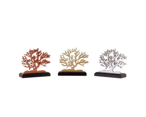 Tree of Life, Wooden Decorative Item, Copper Metallic Color on Black Base. 14cm (5.5'') 5