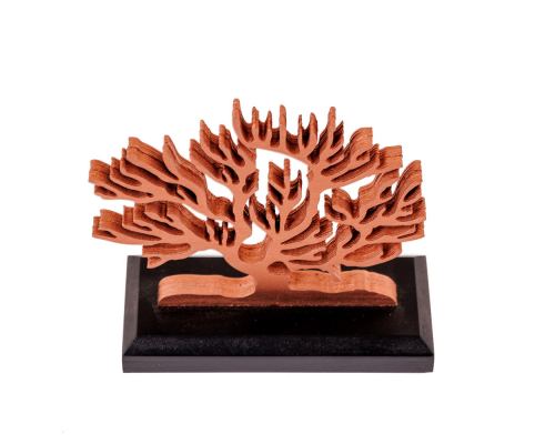Ξύλινο Δέντρο της Ζωής. Επιτραπέζιο Διακοσμητικό. Χάλκινο Χρώμα, Μαύρη Βάση. 14cm 3