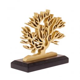 Ξύλινο Δέντρο της Ζωής.Επιτραπέζιο Διακοσμητικό. Χρυσό Χρώμα, Μαύρη Βάση. 14cm 2