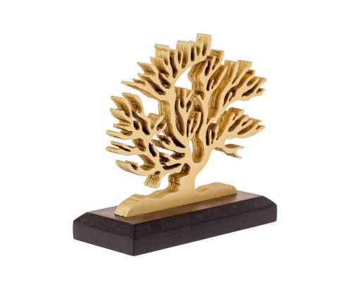Ξύλινο Δέντρο της Ζωής.Επιτραπέζιο Διακοσμητικό. Χρυσό Χρώμα, Μαύρη Βάση. 14cm 2