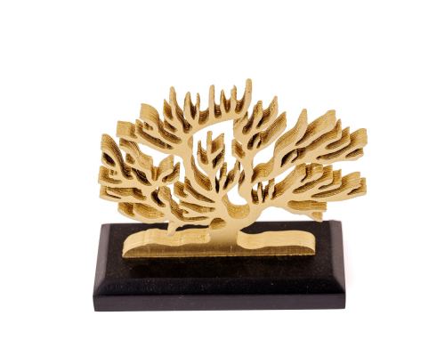 Tree of Life, Wooden Decorative Item, Gold Metallic Color on Black Base. 14cm (5.5'') 3