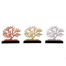 Tree of Life, Wooden Decorative Item, Silver Metallic Color on Black Base. 14cm (5.5'') 5