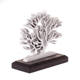 Tree of Life, Wooden Decorative Item, Silver Metallic Color on Black Base. 14cm (5.5'') 2