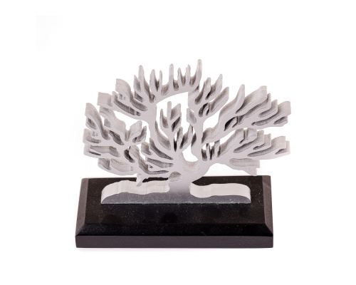 Tree of Life, Wooden Decorative Item, Silver Metallic Color on Black Base. 14cm (5.5'') 3