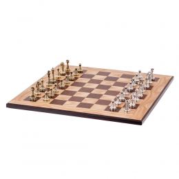 Σετ Σκακι, Σκακιέρα Ελιάς με Μαύρα Τετράγωνα & Μεταλλικά Πιόνια Κλασσικού Στυλ. 38x38 cm 4