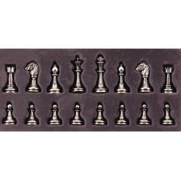 Olive Wood Chess Set, with Black Squares & Metallic Chess Pieces Classic Style. 38x38 cm 10