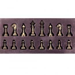 Olive Wood Chess Set, with Brown Squares & Metallic Chess Pieces Classic Style. 38x38 cm 9