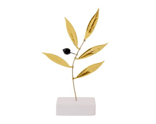 Olive Branch 18cm, Metal Decor, Gold Color
