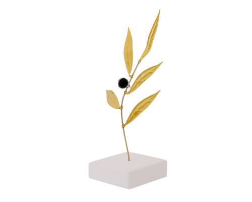 Olive Branch 18cm, Metal Decor, Gold Color, 1