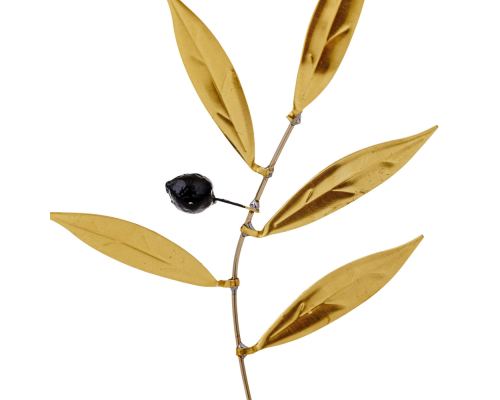 Olive Branch 18cm, Metal Decor, Gold Color, 2