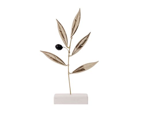 Olive Branch 18cm, Metal Decor, Silver Color