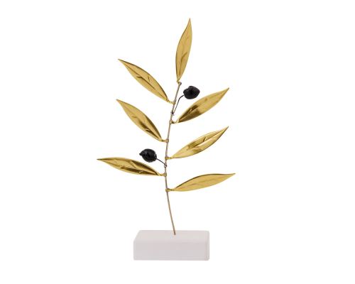 Olive Branch 20cm, Metal Decor, Gold Color