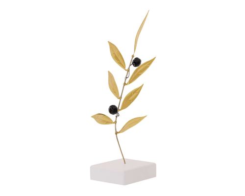 Olive Branch 20cm, Metal Decor, Gold Color, 1