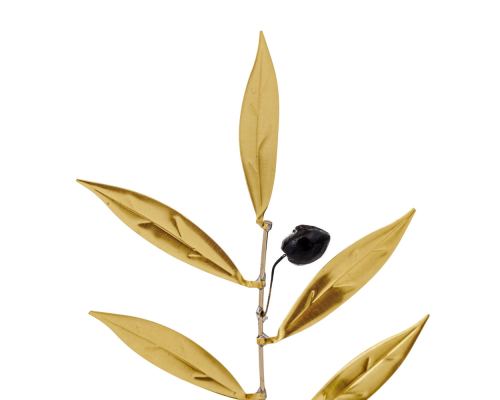 Olive Branch 20cm, Metal Decor, Gold Color, 2