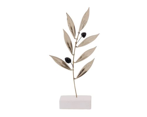 Olive Branch 20cm, Metal Decor, Silver Color