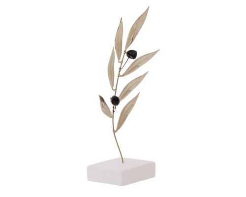 Olive Branch 20cm, Metal Decor, Silver Color, 1