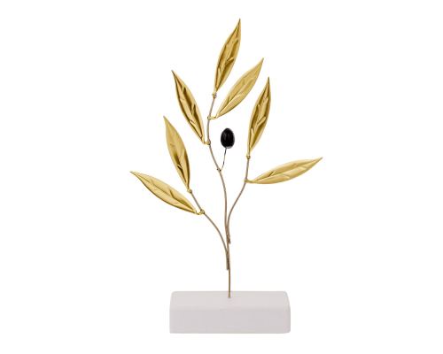 Κλαδί Ελιάς 22cm, Μεταλλικό Διακοσμητικό, Χρυσό, Μικρό