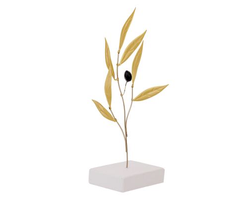 Κλαδί Ελιάς 22cm, Μεταλλικό Διακοσμητικό, Χρυσό, Μικρό, 1