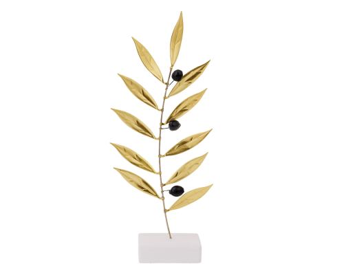 Olive Branch 25cm, Metal Decor, Gold Color