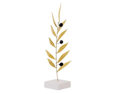 Olive Branch 25cm, Metal Decor, Gold Color, 1