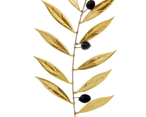 Olive Branch 25cm, Metal Decor, Gold Color, 2