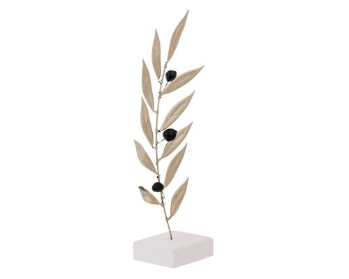 Olive Branch 25cm, Metal Decor, Silver Color, 1