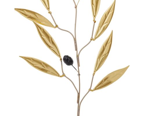 Κλαδί Ελιάς 27cm, Μεταλλικό Διακοσμητικό, Χρυσό, Μεγάλο, 2