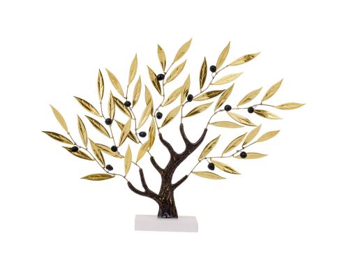 Olive Tree 36cm, Metal Decor, Gold & Brown Color