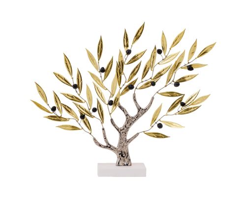 Olive Tree 36cm, Metal Decor, Gold & Silver Color