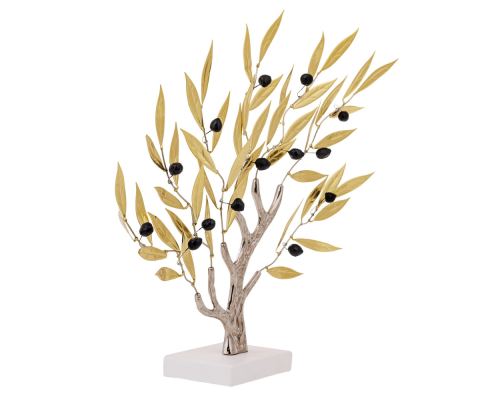 Olive Tree 36cm, Metal Decor, Gold & Silver Color, 1