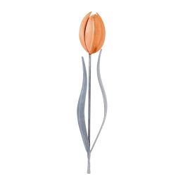 Tulip Flowers - Handmade Metal Wall Decorative Set of 2, Orange & Silver, 33cm - 2