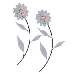 Daisy Flowers, Handmade Metal Wall Decorative Set of 2, Silver, 35cm Daisy Flowers, Handmade Metal Wall Decorative Set of 2, Silver, 35cm