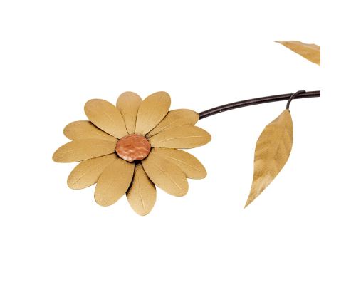 Daisy Flowers - Handmade Metal Wall Decorative Set of 2, Gold & Silver, 35cm, 2