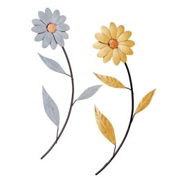 Daisy Flowers, Handmade Metal Wall Decorative Set of 2, Gold & Silver, 35cm Daisy Flowers, Handmade Metal Wall Decorative Set of 2, Gold & Silver, 35cm