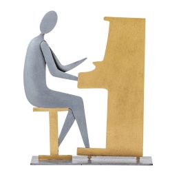 Piano Player Figurine - Modern Handmade Metal Wall Art & Tabletop Decor, 19cm Piano Player Figurine - Modern Handmade Metal Wall Art & Tabletop Decor, 19cm