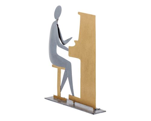 Piano Player Figurine - Modern Handmade Metal Wall Art & Tabletop Decor, 19cm, 1