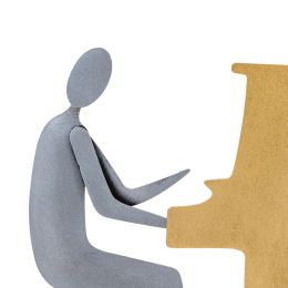 Piano Player Figurine - Modern Handmade Metal Wall Art & Tabletop Decor, 19cm, 2 Piano Player Figurine - Modern Handmade Metal Wall Art & Tabletop Decor, 19cm, 2
