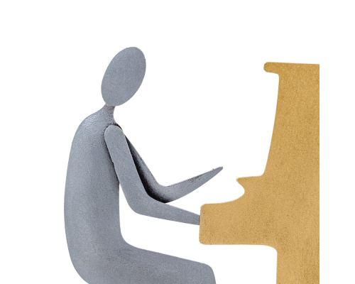 Piano Player Figurine - Modern Handmade Metal Wall Art & Tabletop Decor, 19cm, 2