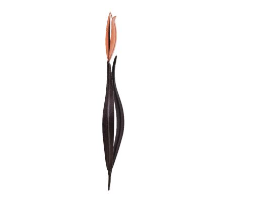 Tulip Flower - Wall Art Decor, Handmade Metal Sculpture - Orange & Brown Color, 33cm -3