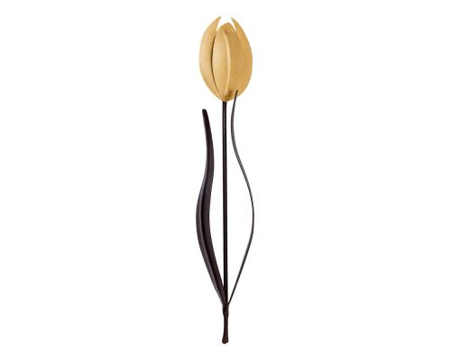 Tulip Flowers - Handmade Metal Wall Decorative Set of 2, Gold & Brown, 33cm - 2
