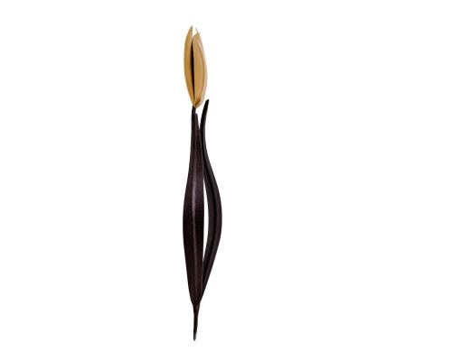 Tulip Flowers - Handmade Metal Wall Decorative Set of 2, Gold & Brown, 33cm - 4