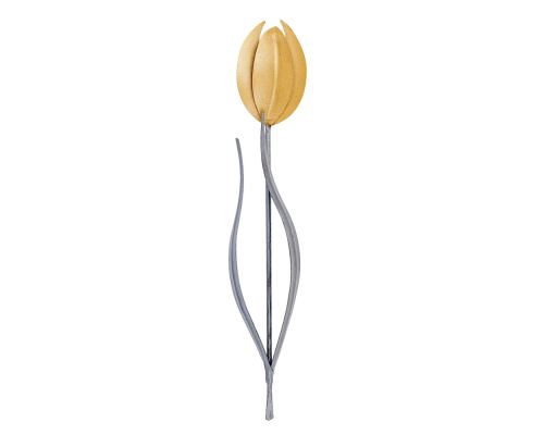 Tulip Flowers - Handmade Metal Wall Decorative Set of 2, Gold & Silver, 33cm - 2