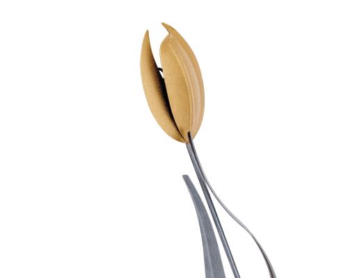Tulip Flowers - Handmade Metal Wall Decorative Set of 2, Gold & Silver, 33cm - 3